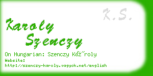 karoly szenczy business card